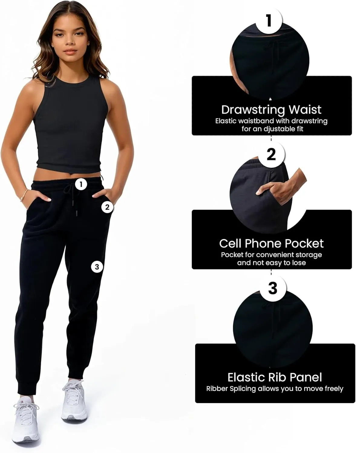3 Pack Sweatpants Women, Cozy Womens Sweatpants, Fleece Womens Yoga Joggers (Available in Plus)