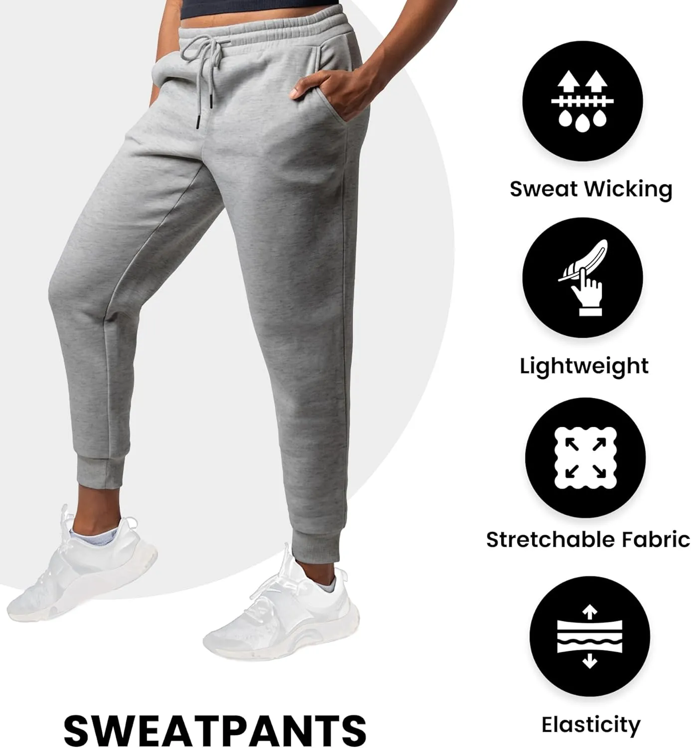 3 Pack Sweatpants Women, Cozy Womens Sweatpants, Fleece Womens Yoga Joggers (Available in Plus)