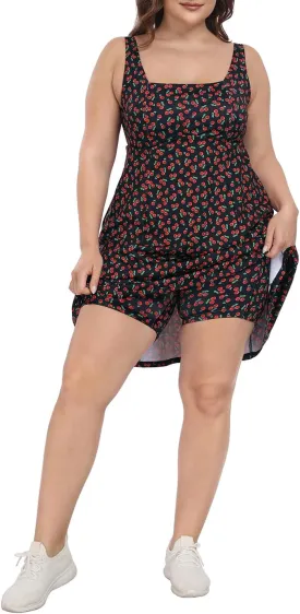 HDE Womens Plus Size Tennis Athletic Workout Dress with Built-in Shorts & Bra