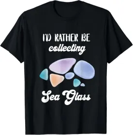 I'd Rather Be Collecting Sea Glass Beach Glass Ocean Wave T-Shirt