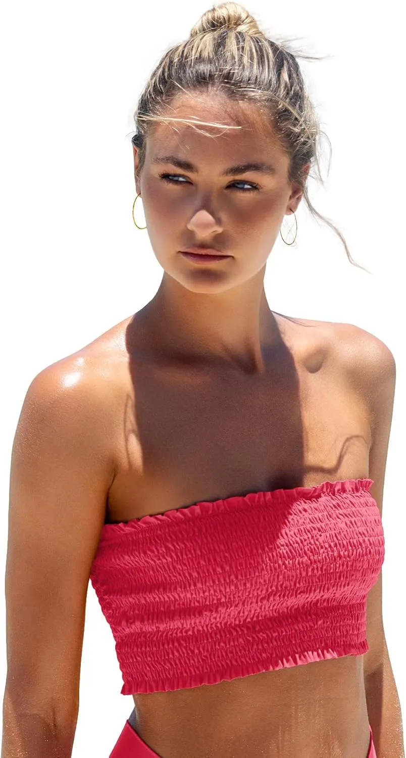 Kali Tube Top Women's Swimsuit Smocked Bikini Top