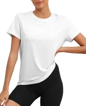 KevaMolly Workout Tops for Women UPF50  Breathable Loose Fit Yoga T Shirts Short Sleeve Running Gym Athletic Tee Top
