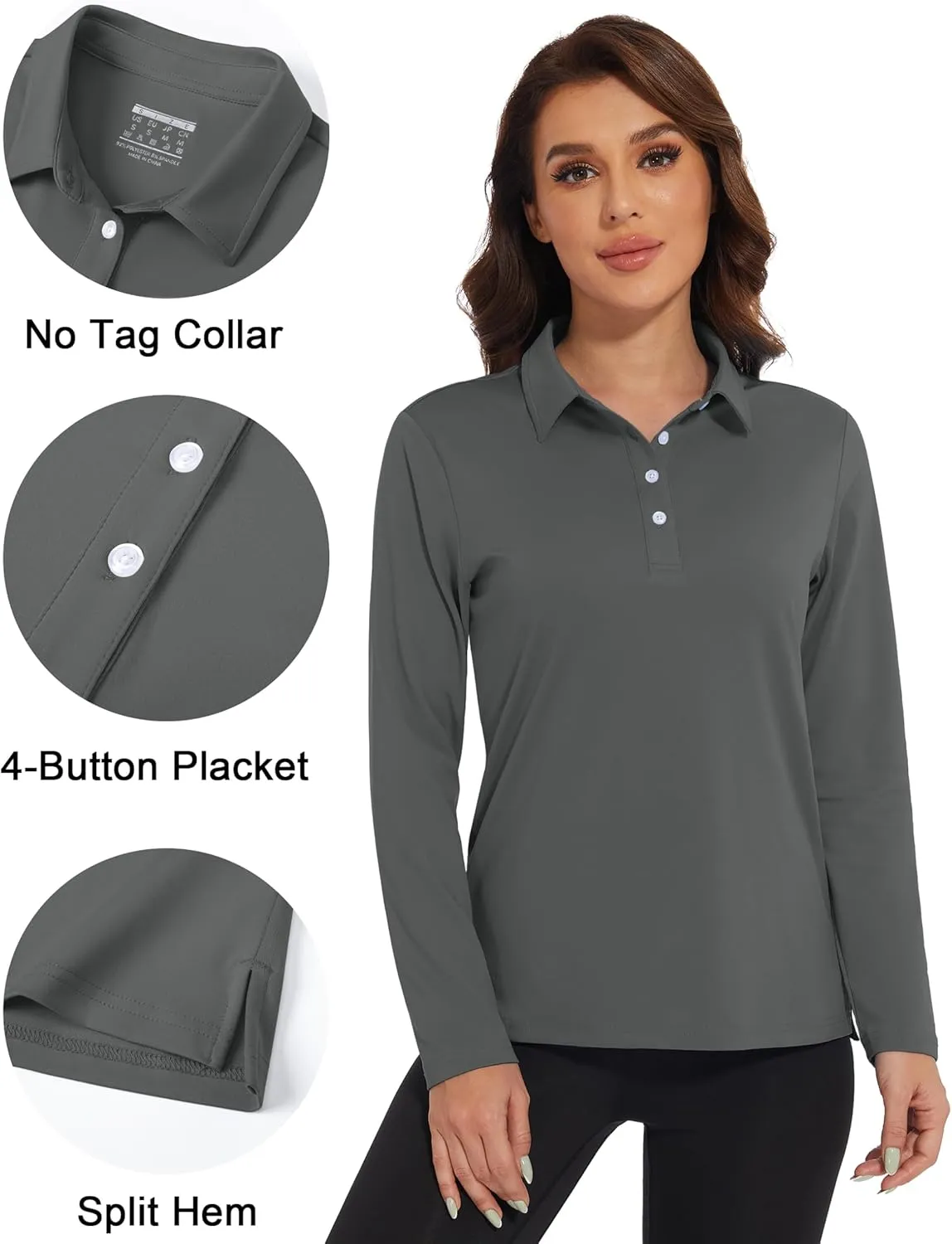 MAGCOMSEN Women's Polo Shirts Long Sleeve Golf T Shirt Quick Dry UPF 50  Sun Protection Lightweight Athletic Tennis Shirts