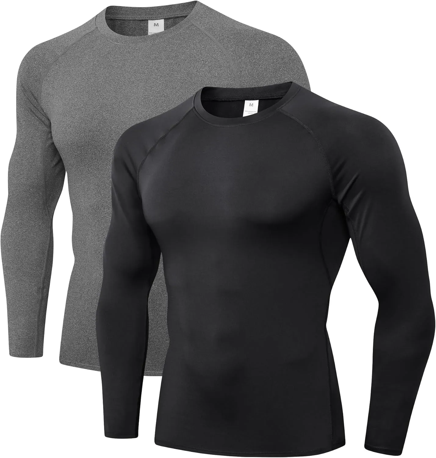 Men's Compression Shirts Long Sleeve Athletic T Shirt Workout Cool Dry Running Tops Gym Undershirts Baselayers 1/2 Pack