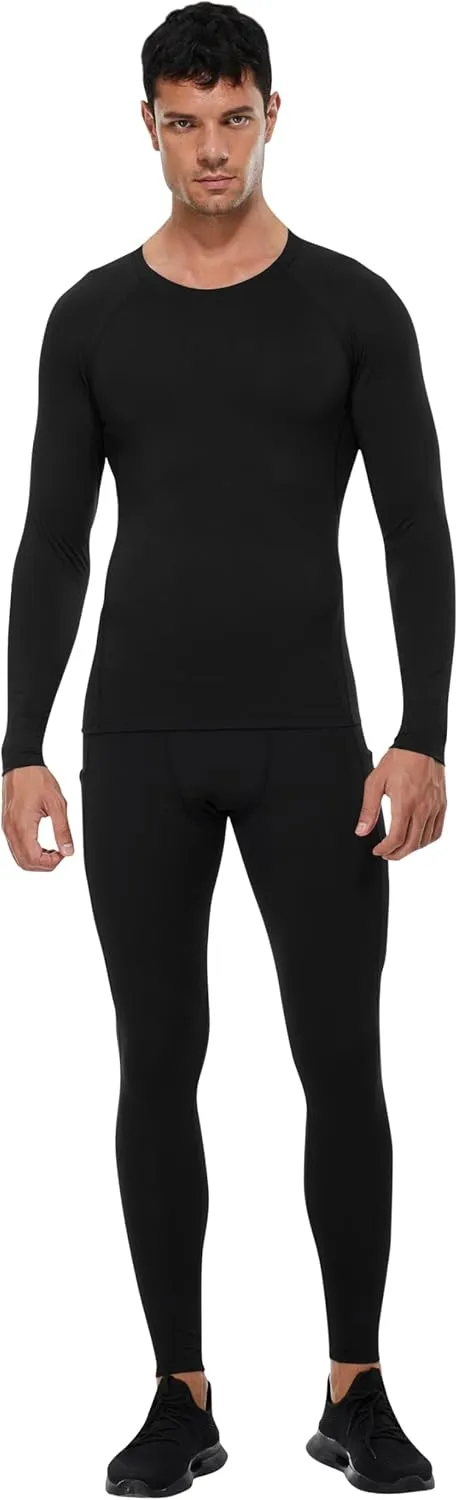 Men's Compression Shirts Long Sleeve Athletic T Shirt Workout Cool Dry Running Tops Gym Undershirts Baselayers 1/2 Pack