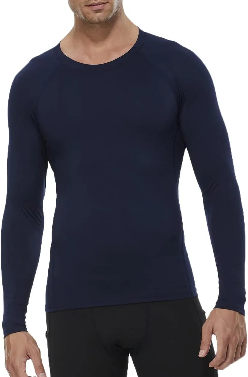 Men's Compression Shirts Long Sleeve Athletic T Shirt Workout Cool Dry Running Tops Gym Undershirts Baselayers 1/2 Pack