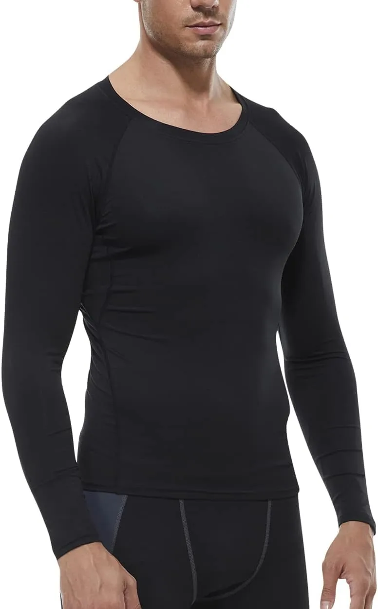 Men's Compression Shirts Long Sleeve Athletic T Shirt Workout Cool Dry Running Tops Gym Undershirts Baselayers 1/2 Pack