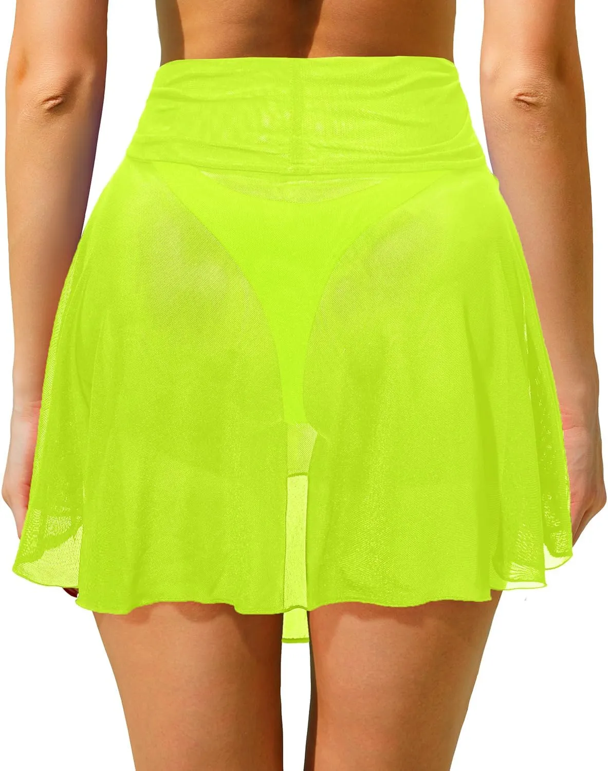 Pinup Fashion Sheer Mesh Skirt Women - Swim Mini High Waisted See Through Bikini Cover Up Skirts