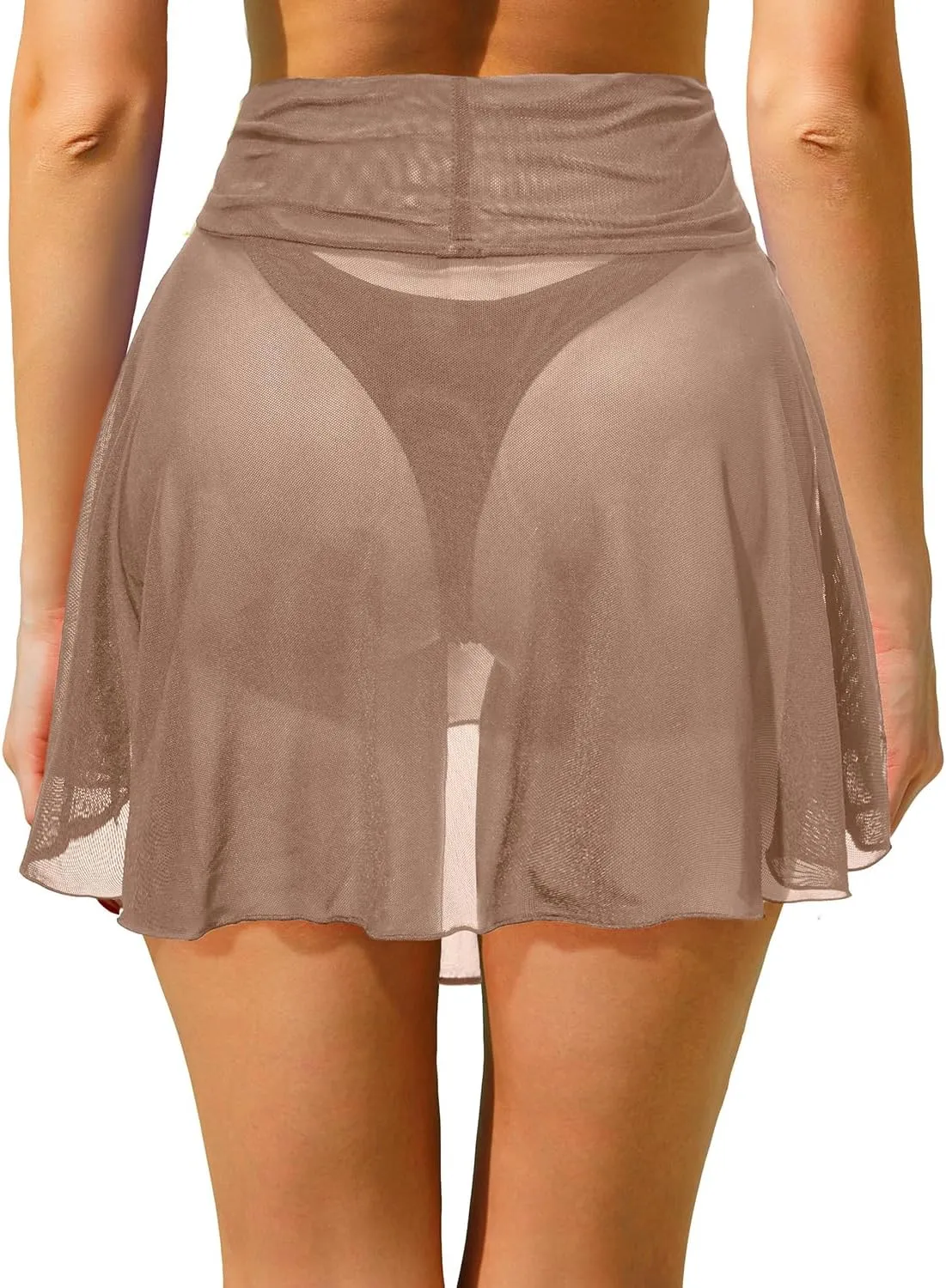 Pinup Fashion Sheer Mesh Skirt Women - Swim Mini High Waisted See Through Bikini Cover Up Skirts