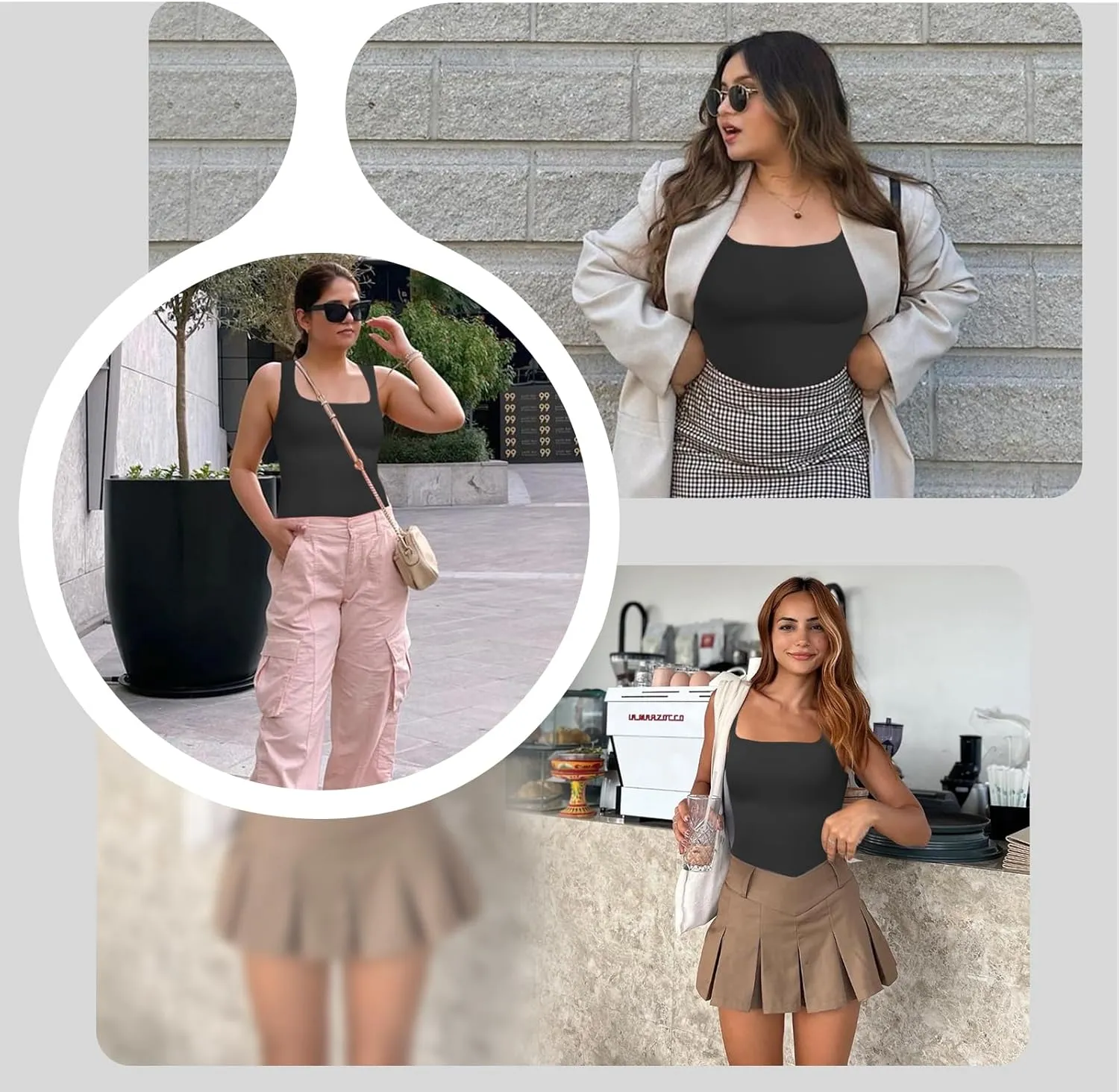 Shapewear Tummy Control Tank Top Compression Tanks for Women Square Neck Seamless Body Shaper Camisole Cami Tops