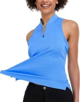 Women's Golf Shirt Sleeveless, V Neck Raceerback Polo Shirts Moisture Wicking, Quick Dry Ladies Tennis T Shirts