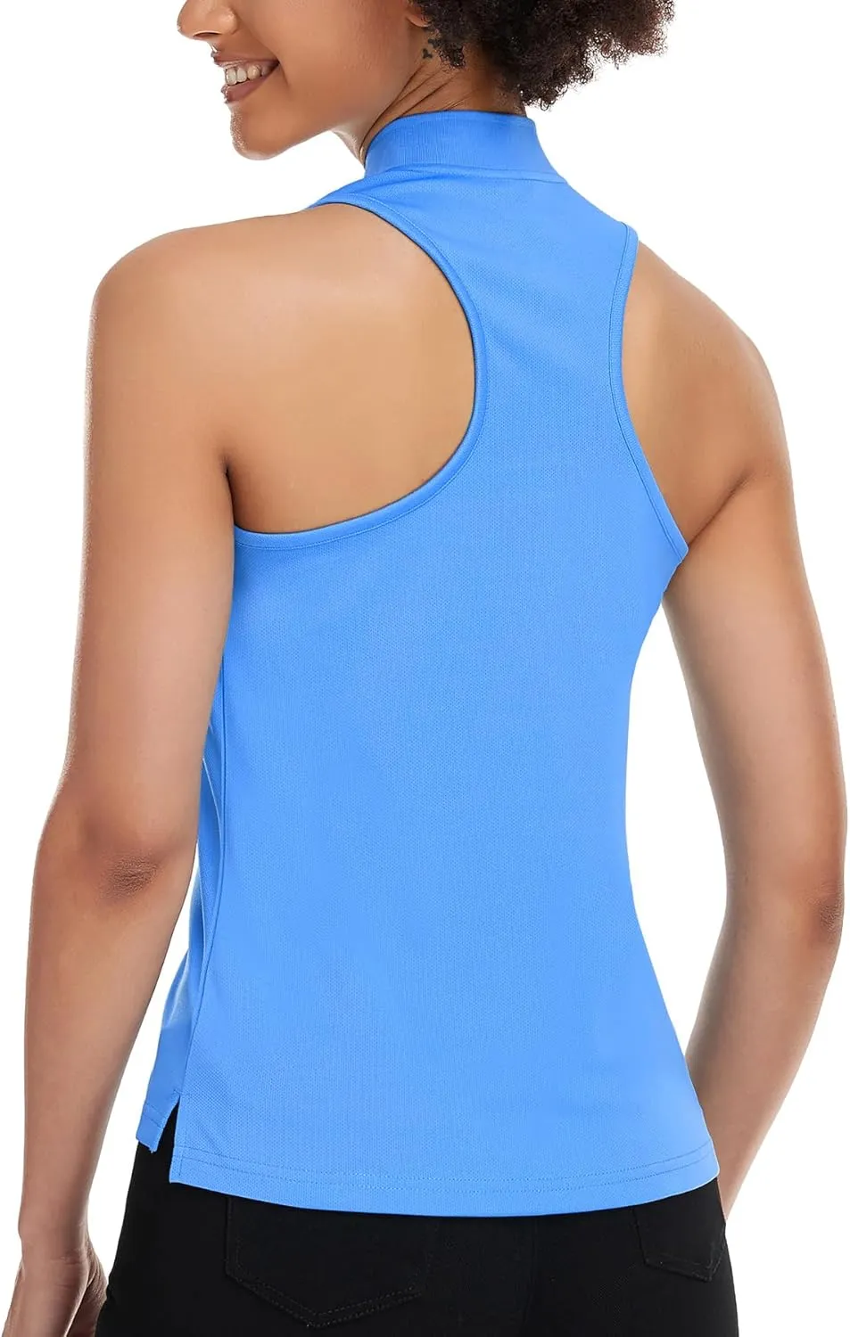 Women's Golf Shirt Sleeveless, V Neck Raceerback Polo Shirts Moisture Wicking, Quick Dry Ladies Tennis T Shirts
