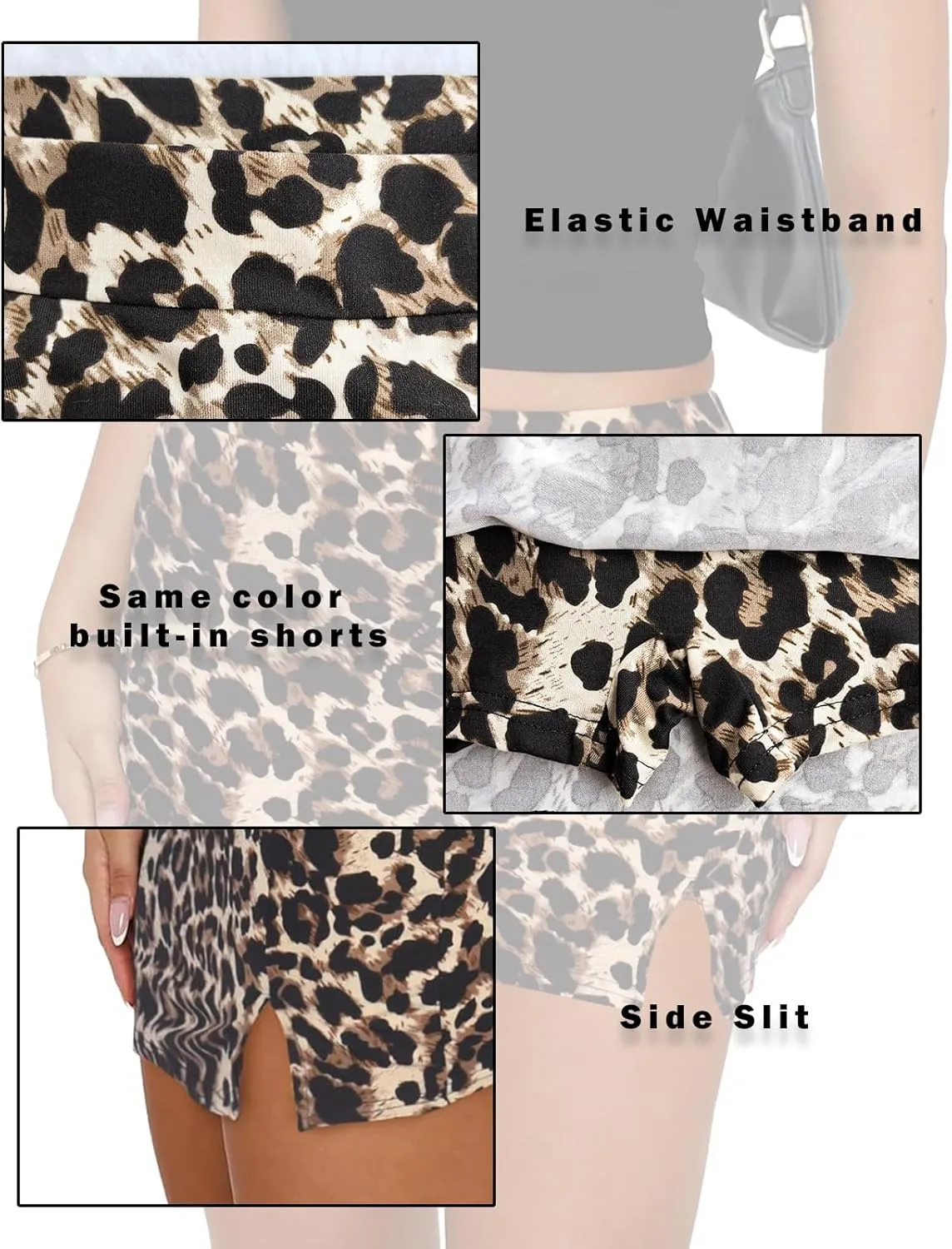 Women's Side Slit High Waisted Mini Skirt Stretchy Bodycon Skort 2025 Summer Y2K Club Skirts with Underneath
