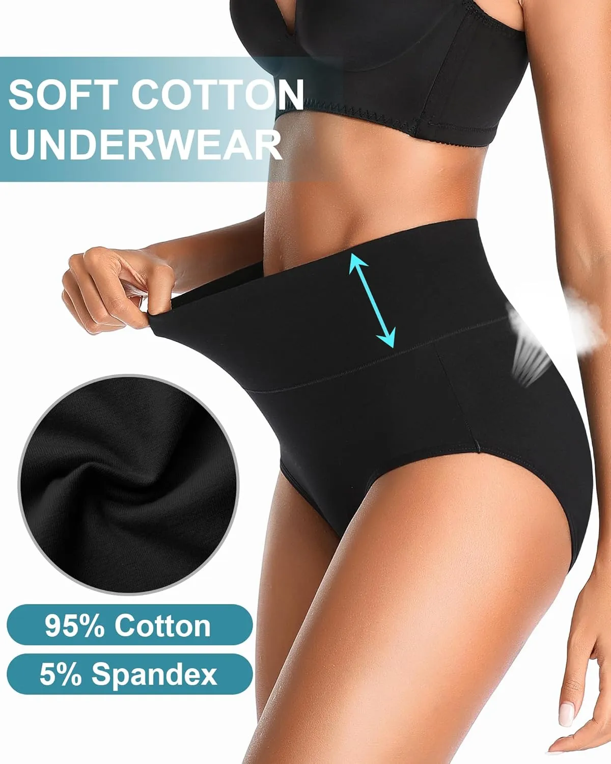 Womens Underwear Cotton High Waisted Panties Full Coverage Postpartum Briefs Soft Stretch Ladies Underpants Multi Pack