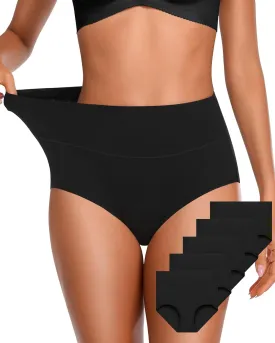 Womens Underwear Cotton High Waisted Panties Full Coverage Postpartum Briefs Soft Stretch Ladies Underpants Multi Pack