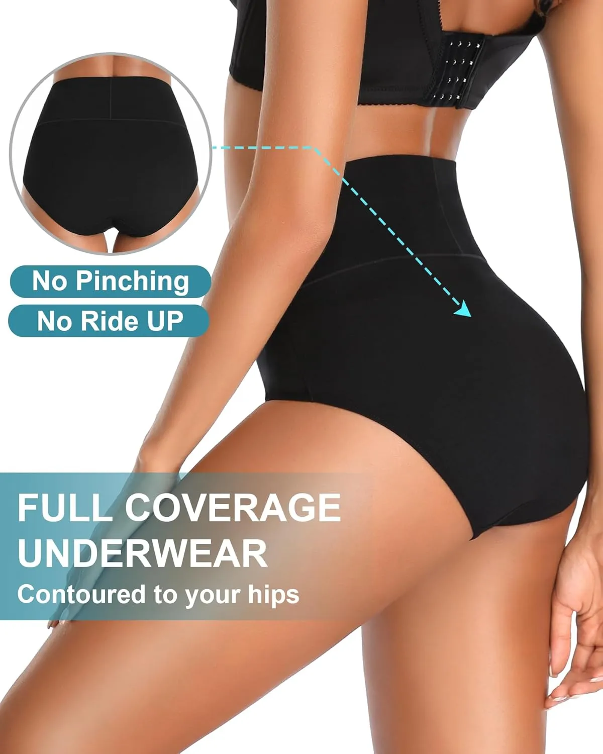 Womens Underwear Cotton High Waisted Panties Full Coverage Postpartum Briefs Soft Stretch Ladies Underpants Multi Pack