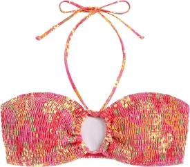 ZAFUL Women Halter Bandeau Bikini Tops Bathing Suit Tops Ditsy Floral Ruched Swimsuit Top Only